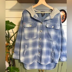 BDG Plaid Hooded Shacket – Size Small